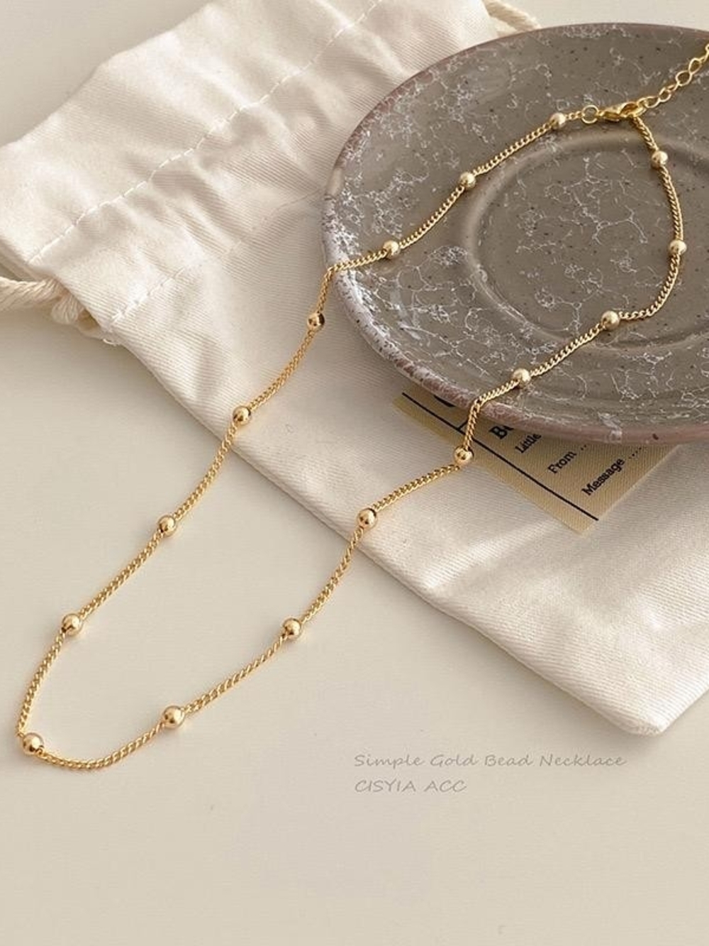 Gold Bead Chain Necklace - Elegant Women's Jewelry